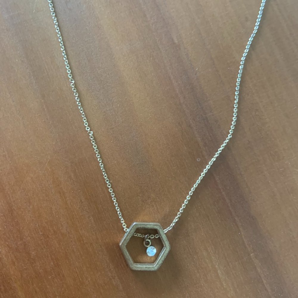 Gold Diamond Gemstone Honeycomb Pendant Necklace